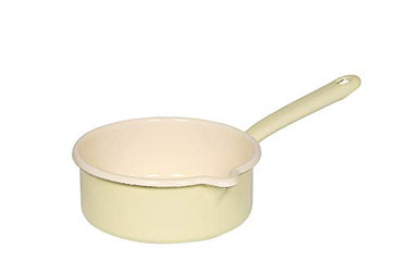 Riess, 0037-006, Stielkasserolle mit großem Ausguss 16, CLASSIC - BUNT/PASTELL, Farbe Pastell-Gelb, Durchmesser 16 cm, Höhe 7 cm, Inhalt 1.0 Liter, Emaille, Milchtopf, Induktion im Sale